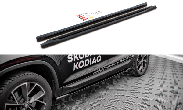 Maxton Side Skirts Diffusers Skoda Kodiaq Mk1 Facelift - Gloss Black