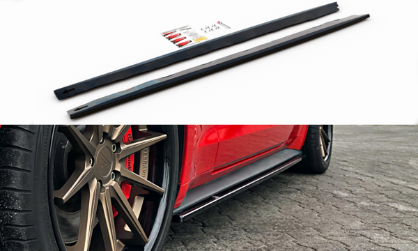 Maxton Side Skirts Diffusers Ford Mustang Mk. 6 Facelift - Gloss Black