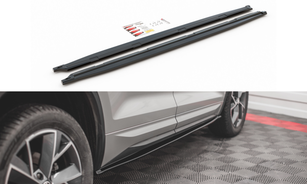 Maxton Side Skirts Diffusers Skoda Kodiaq Mk1 Sportline/RS - Gloss Black