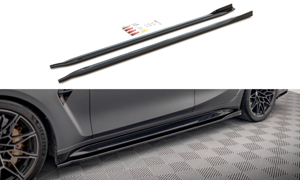 Maxton Side Skirts Diffusers V.2 BMW M3 G80 - Gloss Black