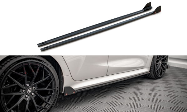 Maxton Side Skirts Diffusers  V.1+ Flaps Toyota Yaris Mk4 - Gloss Black