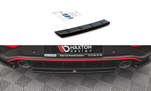 Maxton Central Rear Splitter For Hyundai I30 N Hatchback Mk3 Facelift - Gloss Black