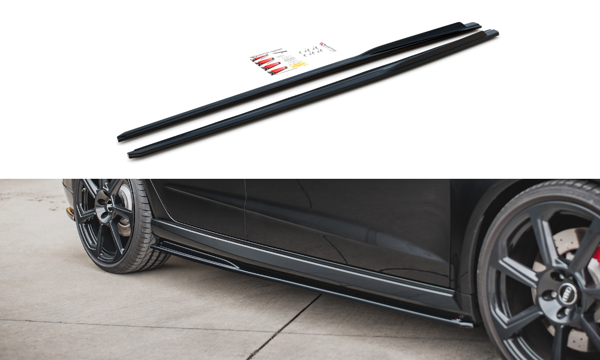 Maxton Side Skirts Diffusers V.2 Audi RS3 8V Sportback Facelift - Gloss Black