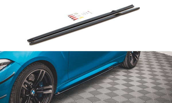 Maxton Side Skirts Diffusers V.2 BMW M2 F87 - Gloss Black