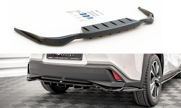 Maxton Central Rear Splitter (With Vertical Bars) Lexus Ux Mk1 - Gloss Black