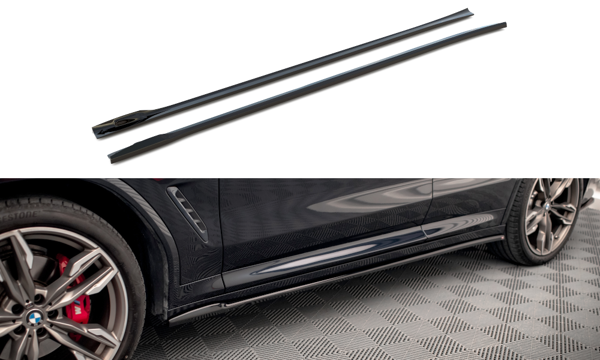 Maxton Side Skirts Diffusers V.2  BMW X3 M40D / M40I / M-Pack G01  - Gloss Black