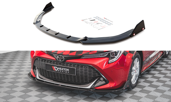 Maxton Front Splitter V.1 + Flaps Toyota Corolla Gr Sport Hatchback Xii - Gloss Black