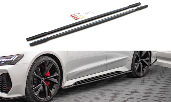 Maxton Side Skirts Diffusers V.1 Audi RS6 C8 / RS7 C8 - Gloss Black