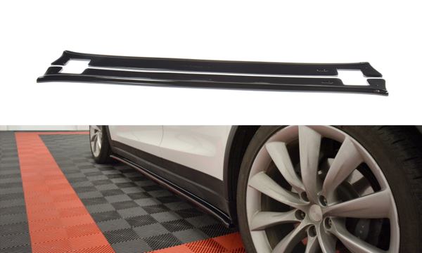 Maxton Side Skirts Diffusers V.1 Tesla Model X - Gloss Black