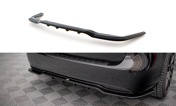 Maxton Central Rear Splitter (With Vertical Bars) Mercedes-Benz B W246 Facelift - Gloss Black