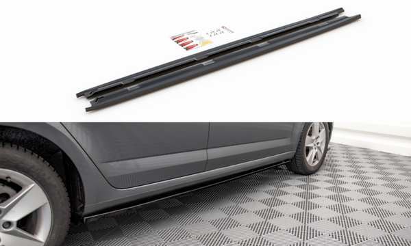 Maxton Side Skirts Diffusers Skoda Octavia Mk3 Facelift - Gloss Black