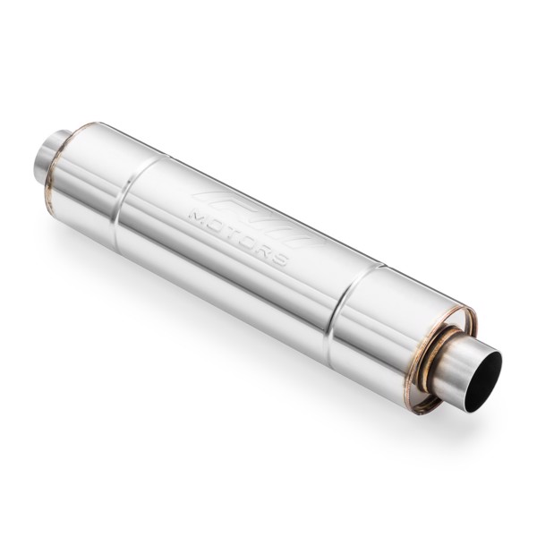 RM Motors Sports straight through silencer RM02 - extended Can length - 900 mm, Inlet diameter - 63,5 mm, Can diameter - 140 mm